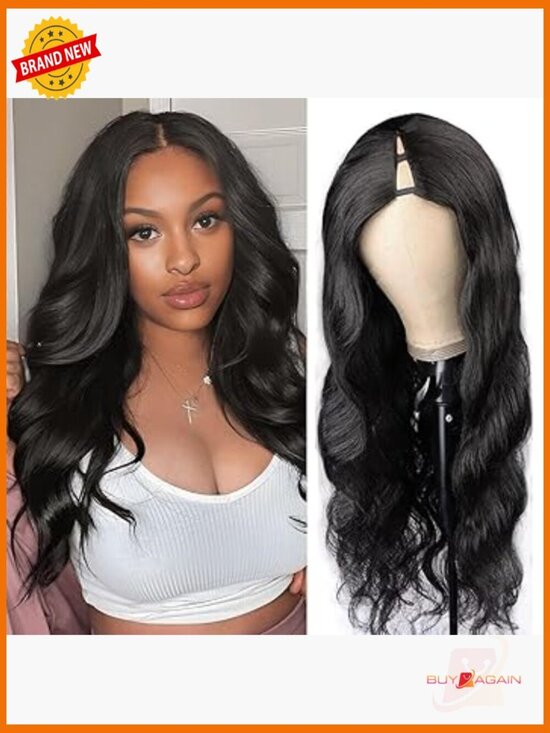 V Part Wig Human Hair Body Wave 180% Density Glueless Remy Half Wig No Leave main image 5